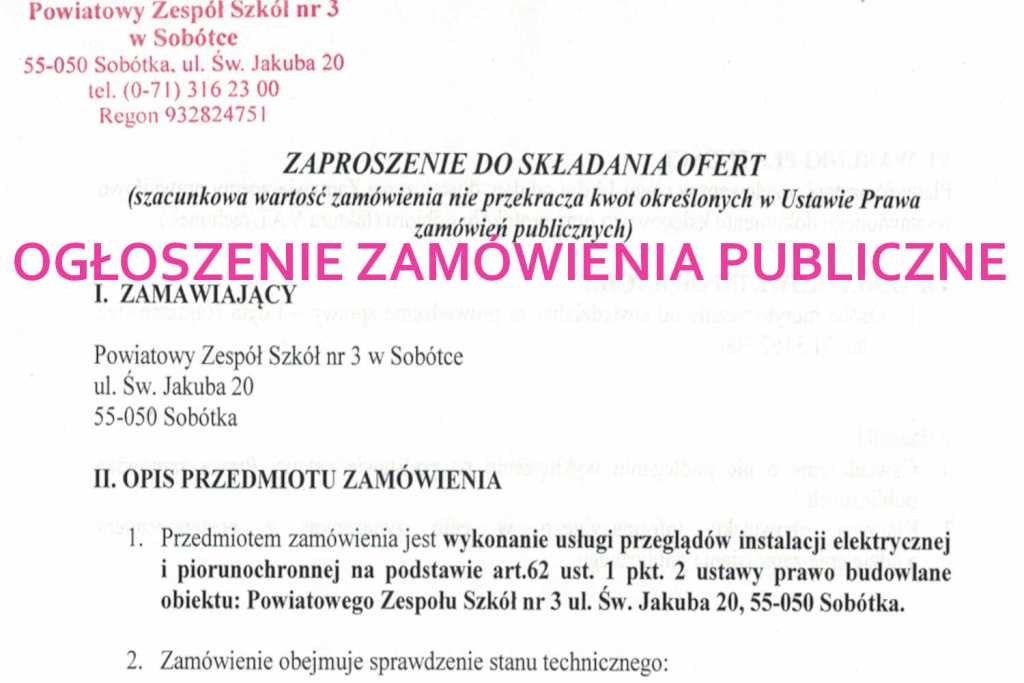 Zapytanie ofertowe ZP przegląd instalacji elektrycznej